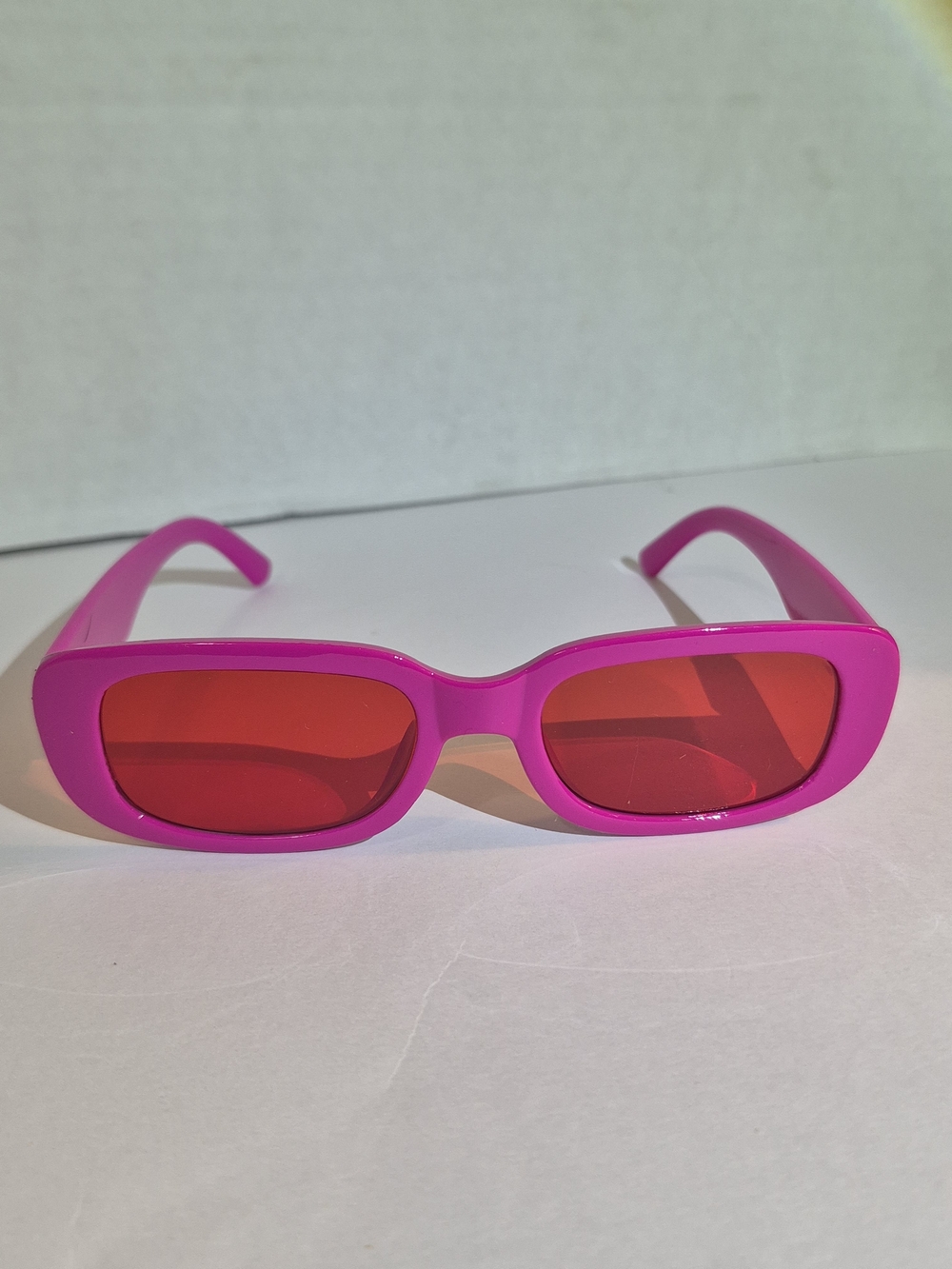 Pink Rectangle Sunglasses with Red Lenses - Women Accessories